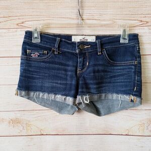 Hollister Denim Jean Hotpant Shorts Frayed Distressed Turnup Hem Size 24W